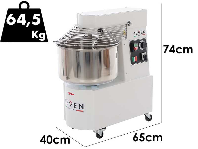 Seven Italy GH H 20 TR 2 V - P&eacute;trin &agrave; spirale - 17 kg triphas&eacute; &agrave; 2 vitesses et haute hydratation