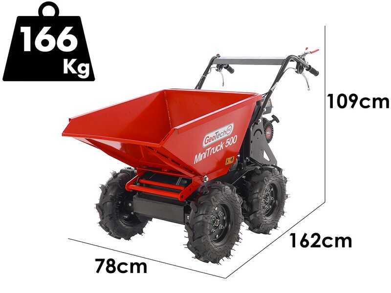 GeoTech Pro MiniTruck 500 - Brouette motoris&eacute;e 4x4 avec moteur Loncin G200F