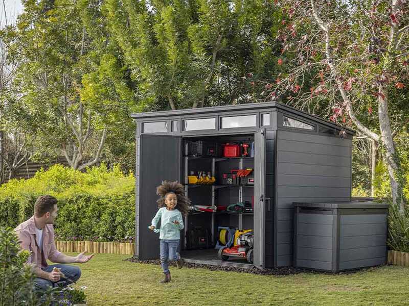 Keter Cortina 9x7 - Abri de jardin - Avec porte &agrave; double battant - 277 &times; 218 &times; 226 cm