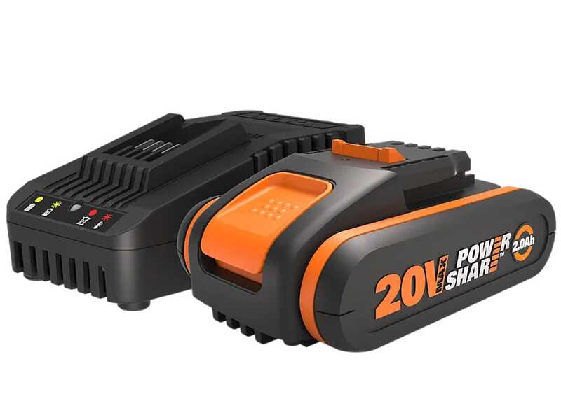 Worx WG327E - &Eacute;lagueuse sur batterie + perche de rallonge de 125 cm - 20 V 2 Ah