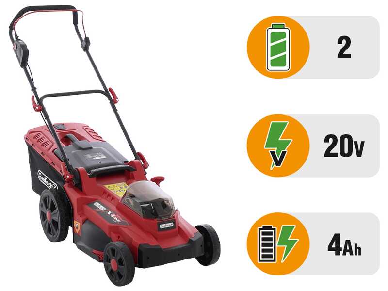 GeoTech X-Line LM-40V - Tondeuse &agrave; gazon sans fil - 40 V/4 Ah - Coupe 43 cm