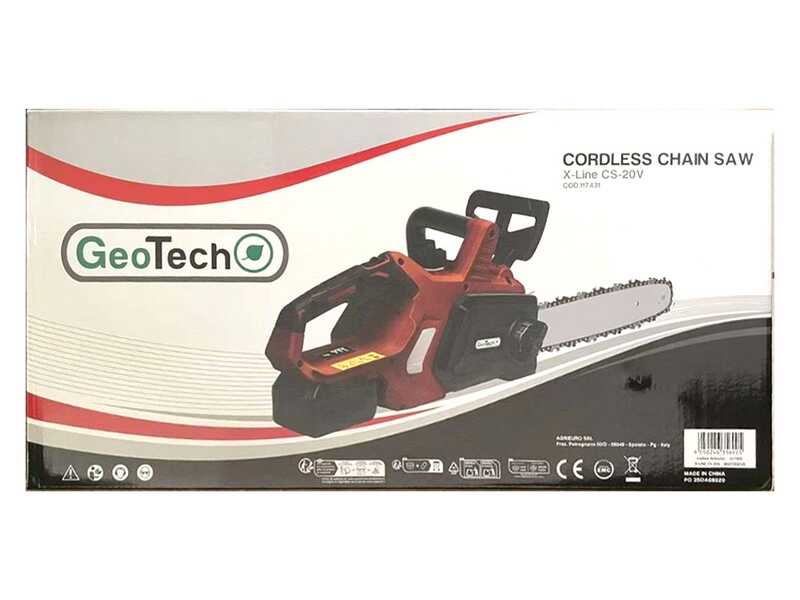 GeoTech X-Line CS-20V - Tron&ccedil;onneuse &agrave; batterie 20 V/4 Ah - Guide de 25 cm