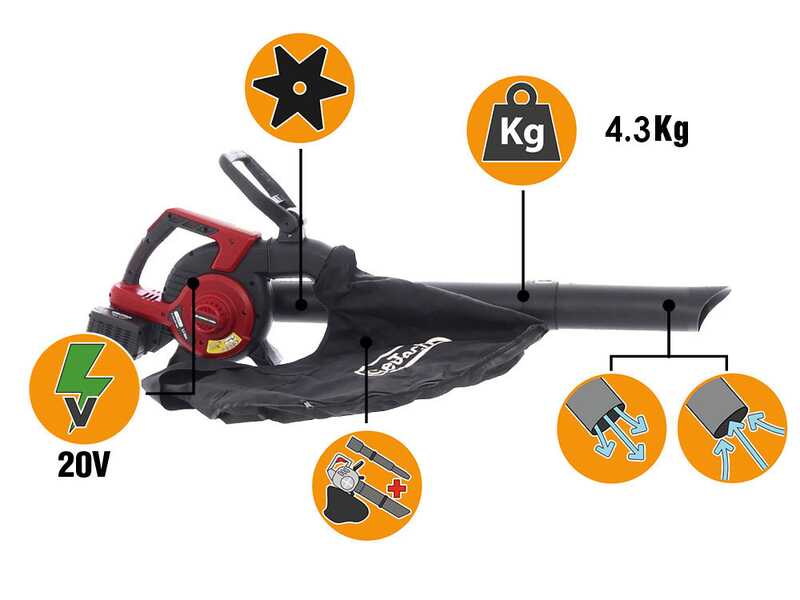 GeoTech X-Line BV-40V - Souffleur-aspirateur &agrave; batterie - 2 &times; 20 V 4 Ah