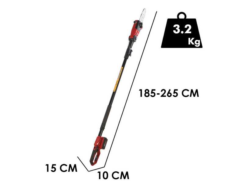 GeoTech X-Line PC-20V - Perche &eacute;lagueuse &agrave; batterie - 185/265 cm - 20 V - SANS BATTERIE NI CHARGEUR