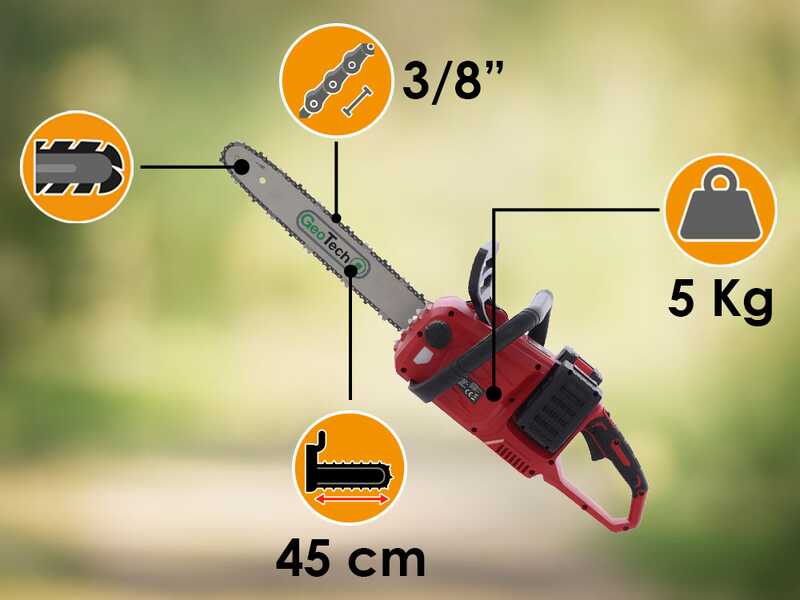 GeoTech X-Line CM-40V - Tron&ccedil;onneuse &eacute;lectrique &agrave; batterie - Guide de 40 cm - 40 V 2 Ah