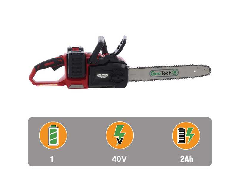 GeoTech X-Line CM-40V - Tron&ccedil;onneuse &eacute;lectrique &agrave; batterie - Guide de 40 cm - 40 V 2 Ah