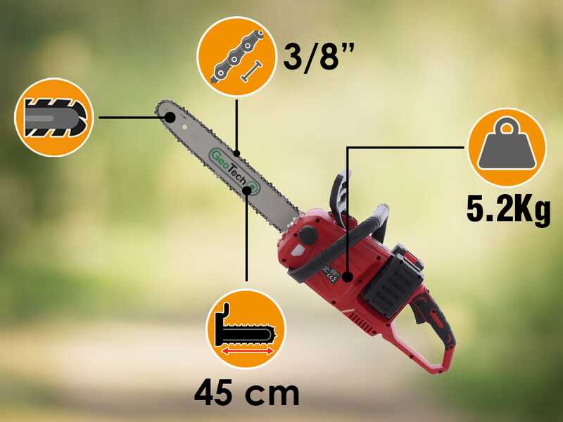 GeoTech X-Line CM-40V - Tron&ccedil;onneuse &eacute;lectrique &agrave; batterie - Guide de 40 cm - 40 V 5 Ah