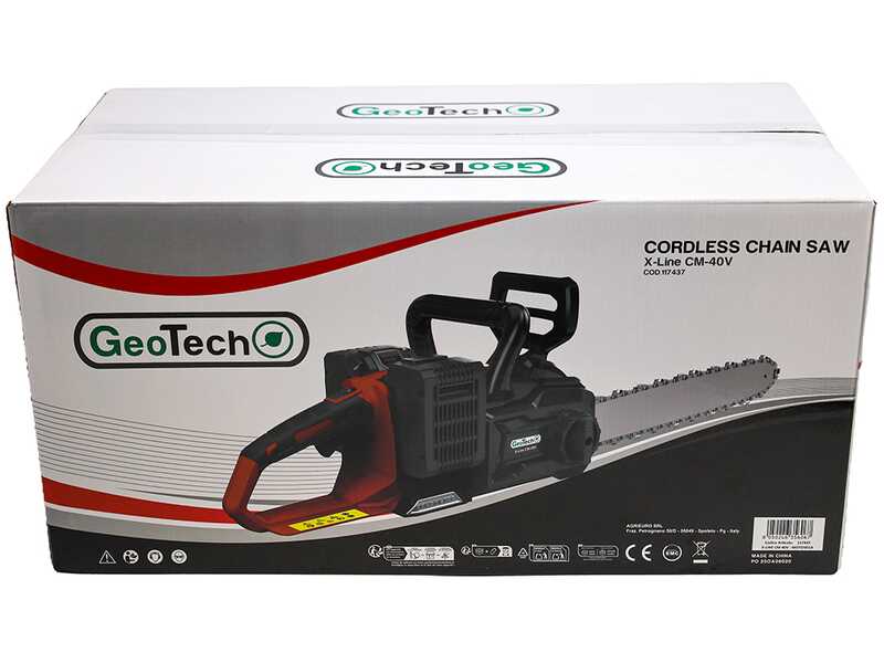 GeoTech X-Line CM-40V - Tron&ccedil;onneuse &eacute;lectrique &agrave; batterie - Guide de 40 cm - 40 V 5 Ah