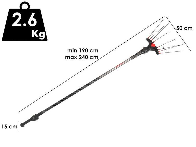 Castellari Vertigo Carbon C 18V - Peigne vibreur 190/240 cm &agrave; batterie lithium-ion - Perche t&eacute;lescopique en carbone - SANS BATTERIE NI CHARGEUR