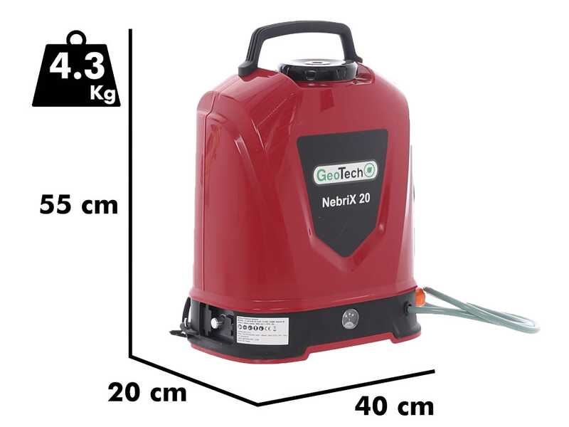 GeoTech NEBRIX 20 - Pompe de pulv&eacute;risation &eacute;lectrique &agrave; batterie - 20 litres - 12 V 8 Ah