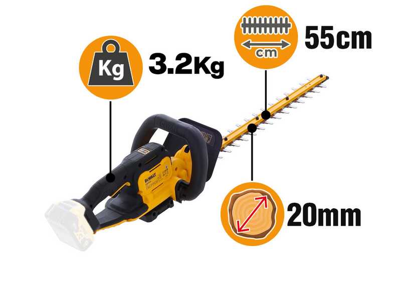 DeWalt DCMHT564N-XJ - Taille-haie &agrave; batterie - 18 V - Lame de 55 cm - SANS BATTERIE NI CHARGEUR