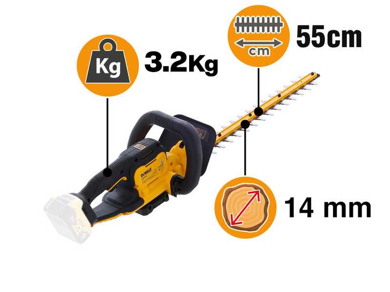 DeWalt DCMHT562N-XJ - Taille-haie &agrave; batterie - 18 V - Lame de 55 cm - SANS BATTERIE NI CHARGEUR