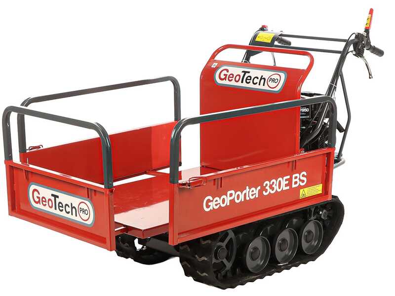 GeoTech Pro GeoPorter 330E B&amp;S - Brouette motoris&eacute;e avec benne extensible - 6 galets - 300 kg