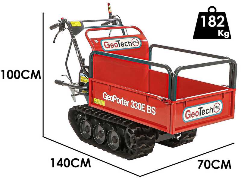 GeoTech Pro GeoPorter 330E B&amp;S - Brouette motoris&eacute;e avec benne extensible - 6 galets - 300 kg