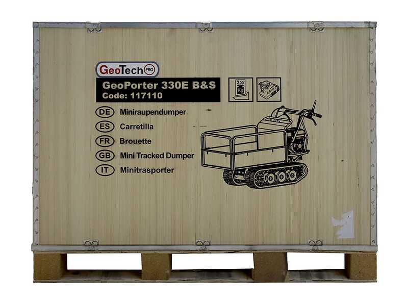 GeoTech Pro GeoPorter 330E B&amp;S - Brouette motoris&eacute;e avec benne extensible - 6 galets - 300 kg