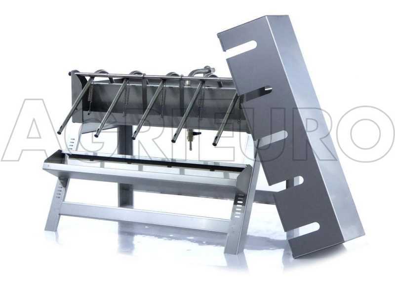 Enotecnica Pillan 5B INOX - Remplisseuse manuelle &agrave; 5 becs avec r&eacute;servoir, becs et structure en acier inoxydable