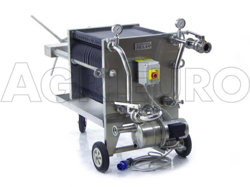 Enotecnica Pillan FC43 - Filtre &agrave; plaques professionnel FC43 de 30 cartons 40x40 cm - ch&acirc;ssis/pompe acier INOX