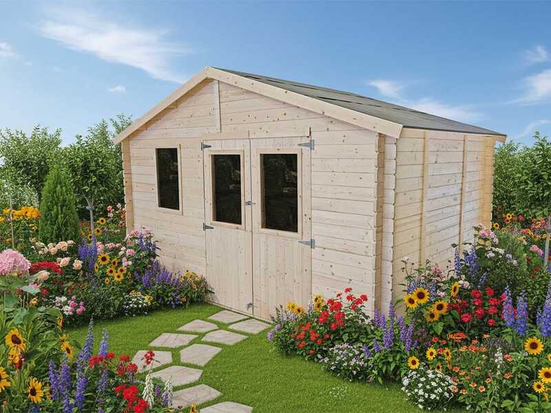 Alce Michelle 396x249 - Abri de jardin en bois - Avec fen&ecirc;tres - 396 x 249 x 236 cm