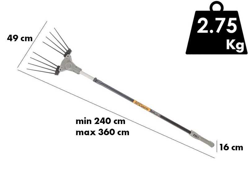 Volpi Super Bomber 295XL &ndash; Peigne vibreur &eacute;lectrique pour olives 240/360 cm &agrave; batterie type automobile avec c&acirc;ble inclus &ndash; Perche t&eacute;lescopique