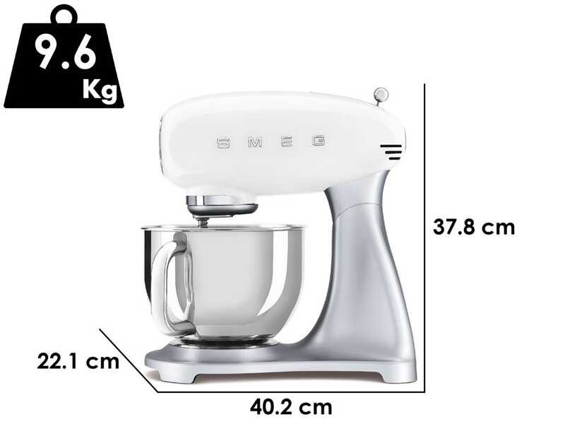 Smeg SMF04WHEU Blanc - Batteur m&eacute;langeur plan&eacute;taire - Cuve inox de 4,8 litres
