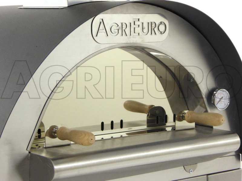 AgriEuro Cibus - Four &agrave; bois d'ext&eacute;rieur pour pizza Inox 60x60 - Capacit&eacute; cuisson : 2 pizzas