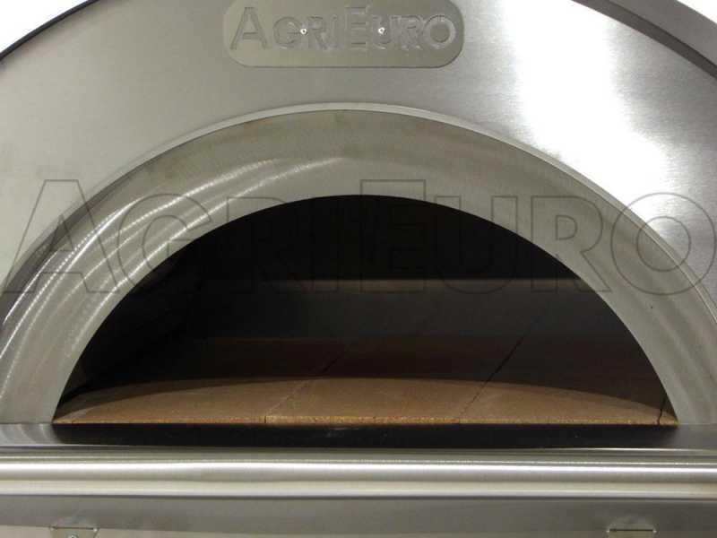 AgriEuro Cibus Inox 100x80 - Four &agrave; bois d'ext&eacute;rieur avec capacit&eacute; de cuisson : 5 pizzas
