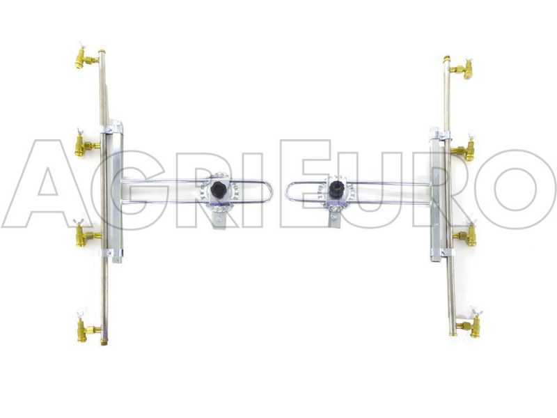 Couple de rampes inox de d&eacute;sherbage &agrave; Jets papillon laiton 4+4 &eacute;quip&eacute; de supports INOX