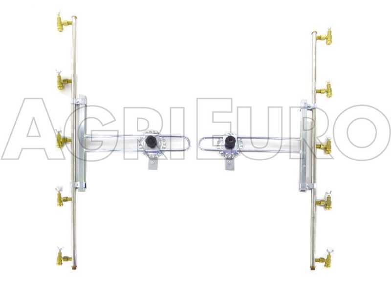 Couple de rampes inox de d&eacute;sherbage &agrave; jets papillon laiton 5+5 &eacute;quip&eacute; de supports INOX
