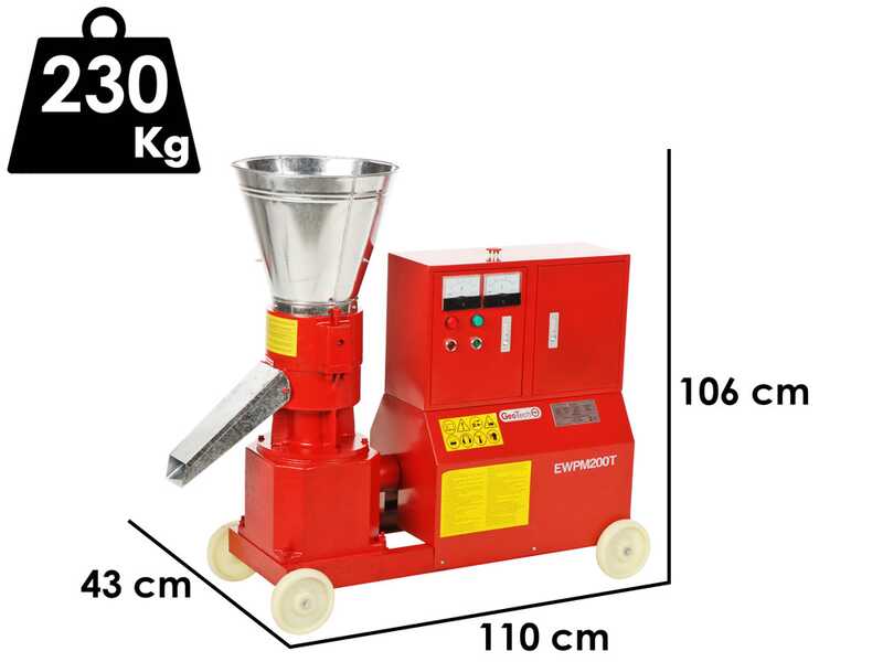 GeoTech EWPM200T - Presse &agrave; pellets Triphas&eacute;e - Fabrication de pellets pour le chauffage