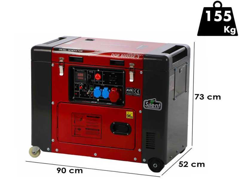GeoTech Pro DGP8000SE-3 - Groupe &eacute;lectrog&egrave;ne diesel silencieux sur chariot avec AVR 6 kW - Continu 5.5 kW Triphas&eacute;