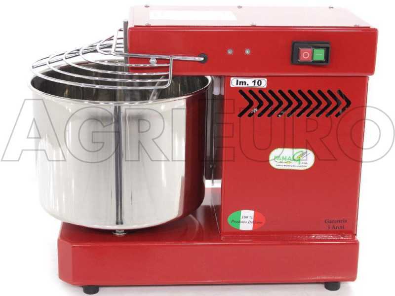 P&eacute;trin &agrave; spirale Famag &eacute;lectrique IM 10 d'une capacit&eacute; de p&eacute;trissage de 10 Kg - Rouge