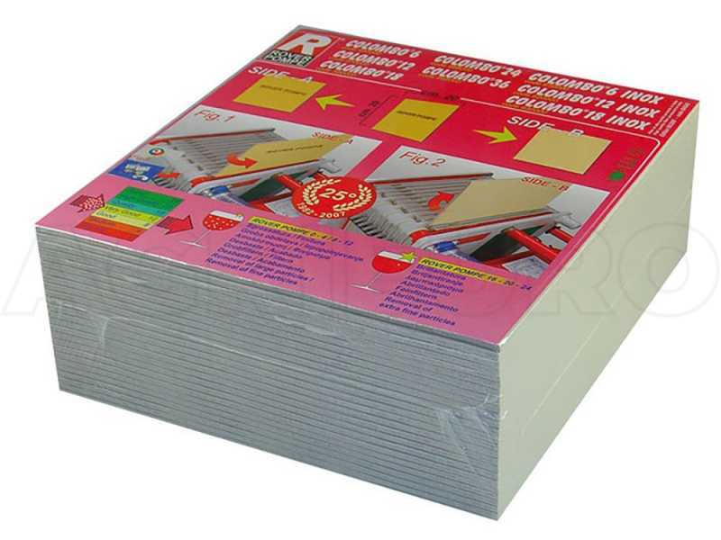 Nbre 25 cartons filtrants Rover cm 20x20 pour filtre &agrave; plaques vin - type 20