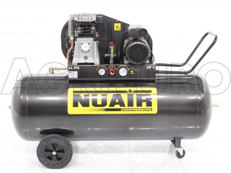 Nuair B 3800B/3M/270 TECH - Compresseur d'air &eacute;lectrique &agrave; courroie - Moteur 3 CV - 270 L