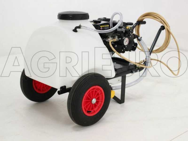 Groupe motopompe de pulv&eacute;risation Comet APS 41 - Loncin G 160 F et chariot avec cuve 120 L avec crochet