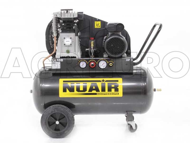 Nuair B 3800B/3M/100 TECH - Compresseur d'air &eacute;lectrique monophas&eacute; &agrave; courroie - Moteur 3 CV - 100 L