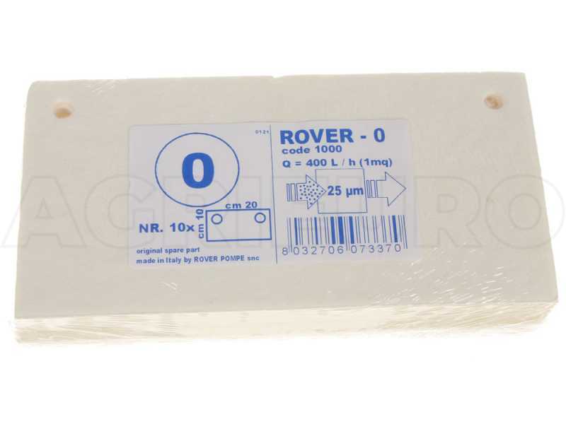 Type 0 - Cartons filtrants Rover pour pompes avec filtre Pulcino - 20x10 cm - 10 pi&egrave;ces