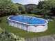 Gre Haiti Ovale 800 x 470 x 132 cm - Piscine hors-sol en acier - Traverses enterr&eacute;es