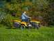 Stiga Estate 384e - Kit Tracteur tondeuse avec 2 modules de batterie ePower Pro de 56V/40Ah - Bac de ramassage et mulching