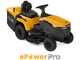 Stiga Estate 384e - Kit Tracteur tondeuse avec 2 modules de batterie ePower Pro de 56V/40Ah - Bac de ramassage et mulching