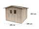 Alce Iris 249 x 249 cm &ndash; Abri de jardin en bois - Avec fen&ecirc;tres et porte double battant &ndash; 249 x 249 x 207 cm