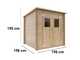 Alce Vibo 198 x 198 cm &ndash; Abri de jardin en bois - Avec fen&ecirc;tres frontales &ndash; 198 x 198 x 195 cm