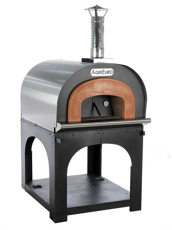 AgriEuro Cibus Inox 800 - Four &agrave; bois pour pizza d'ext&eacute;rieur avec chambre de cuisson &Oslash; 80 - Capacit&eacute; de cuisson : 5 pizzas