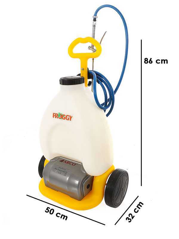 Pompe de pulv&eacute;risation &agrave; batterie &agrave; trolley ARCO Froggy Eco 12 volt - r&eacute;servoir 20 lt