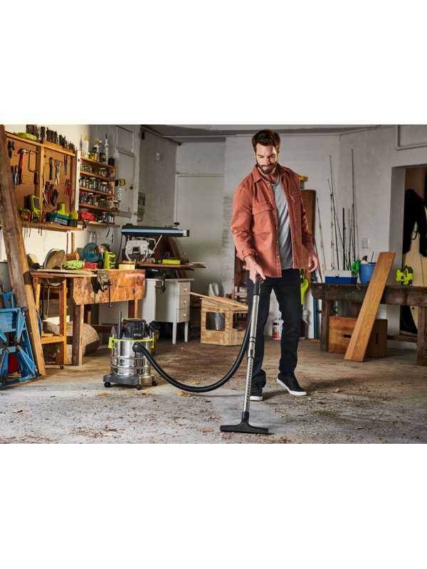 Ryobi R18WDV-0 - Aspirateur multifonction &agrave; batterie pour solides et liquides - 18 V - 4 Ah - Bidon 18 L