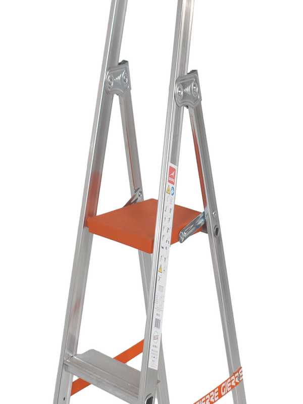 Gierre Stabila AL700DS - 3 marches, 1,23 m - &Eacute;chelle &agrave; tr&eacute;teaux en aluminium