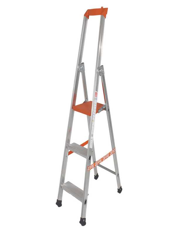 Gierre Stabila AL700DS - 3 marches, 1,23 m - &Eacute;chelle &agrave; tr&eacute;teaux en aluminium
