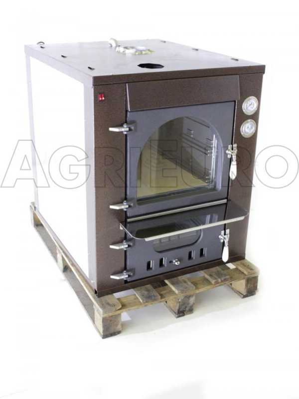 AgriEuro Medius 80 Deluxe INC - Four &agrave; bois en acier encastrable - &Eacute;maillage cuivr&eacute; - Inox