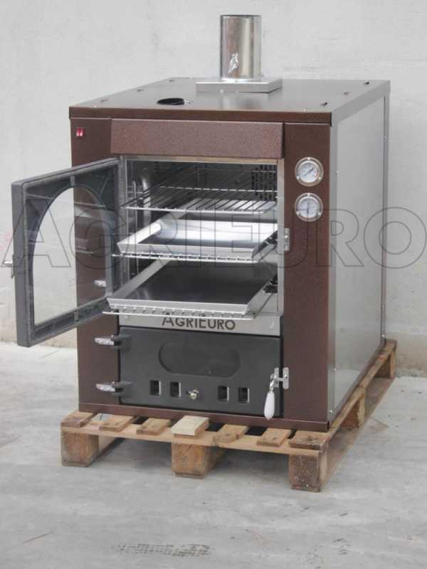 AgriEuro Medius 80 Deluxe INC - Four &agrave; bois en acier encastrable - &Eacute;maillage cuivr&eacute; - Inox