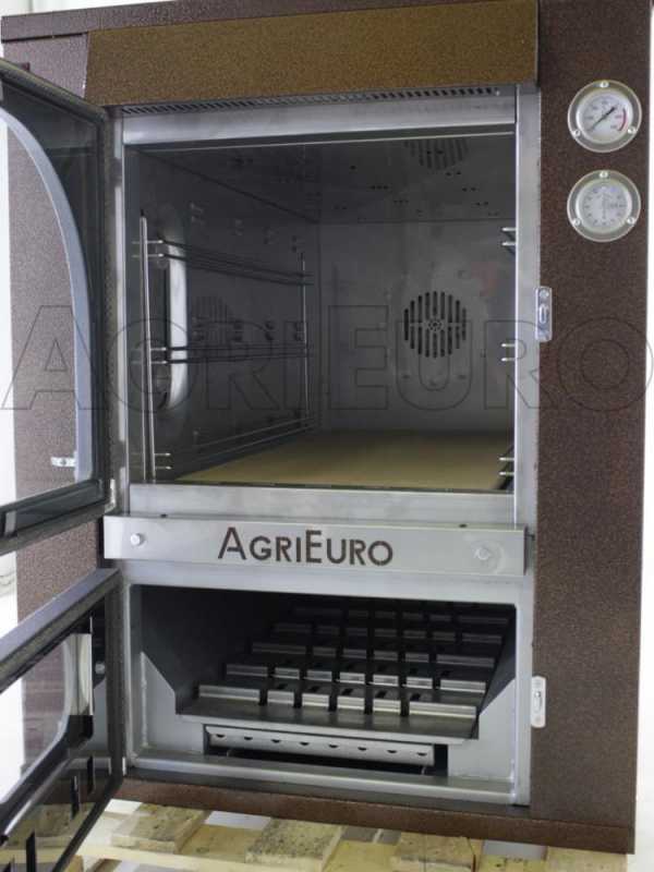 AgriEuro Magnus 100 Deluxe INC - Four &agrave; bois en acier encastrable - Cuivre &eacute;maill&eacute; - Inox