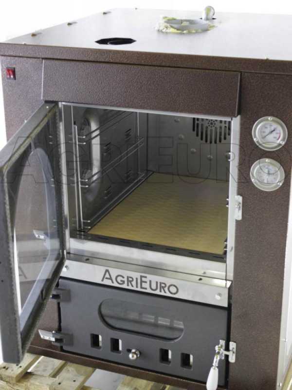 AgriEuro Medius 60 Deluxe INC - Four &agrave; bois en acier encastrable - Cuivre &eacute;maill&eacute; - Inox